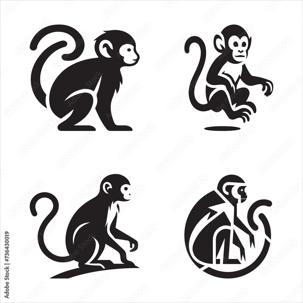 Pristine Silhouette Vector design of a monkey Pristine Silhouette Vector design of a monkey