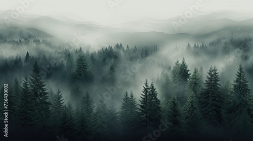 Misty pine forest background. Natural background. Camping. vacation  photo