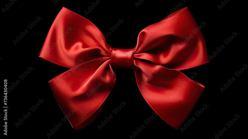 A vibrant red ribbon bow isolated, perfect for festive gift presentations A vibrant red ribbon bow isolated, perfect for festive gift presentations