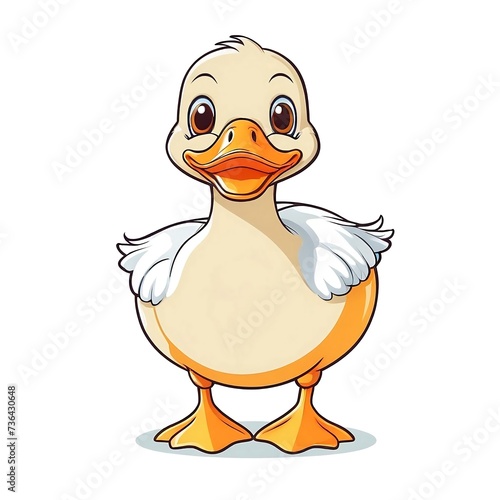 Cute Cartoon Duck  Vector illustration dog on a white background..