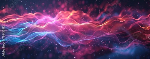 Digital Soundwave, Abstract background with flowing neon particles, Calm and relaxing gradient, Retro Sci-Fi background of the 80 s