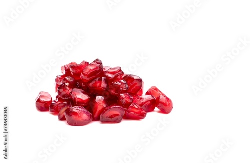 Pomegranate Seeds Isolate on White Background with Copy Space