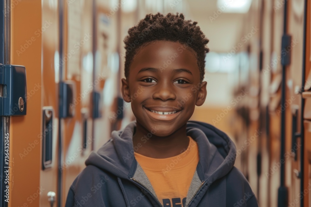 Portrait of a smiling african american male elementary school student Portrait of a smiling african american male elementary school student