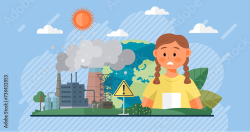 Air pollution vector illustration. Pollutions shadow looms large, specter haunting corridors our environmental conscience Emission reduction is battle cry against encroaching darkness air pollution