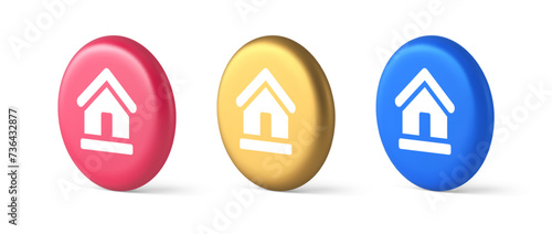 Homepage main page cyberspace address button web interface menu emblem 3d isometric circle icon