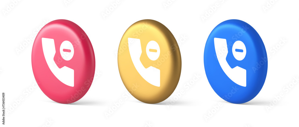 Phone call delete contact communication button voice conversation web interface app 3d circle icon Phone call delete contact communication button voice conversation web interface app 3d circle icon