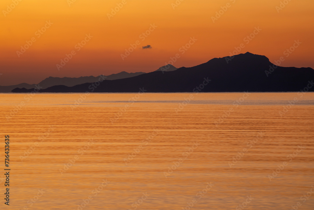 red sunset or sunrise over the sea, landscape concept
