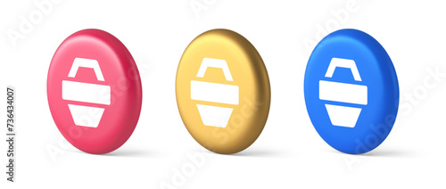 Shopping basket online store button commercial market checkout web app design 3d circle icon