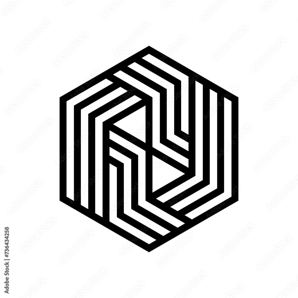 Hexagonal design element, hexagon logo template, hexagon design vector template Linear style. Hexagonal design element, hexagon logo template, hexagon design vector template Linear style.