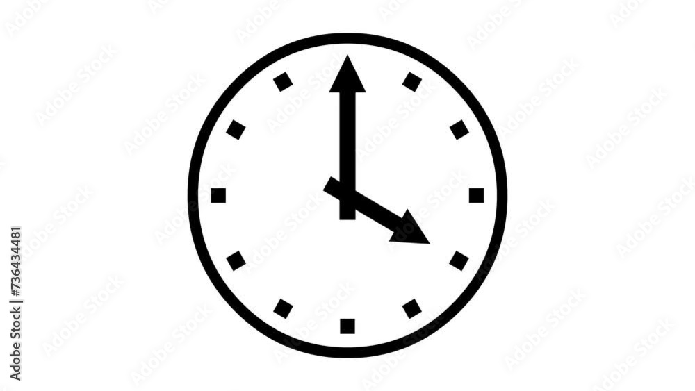 4 O Clock face icon animation black color in white background 4 O Clock face icon animation black color in white background