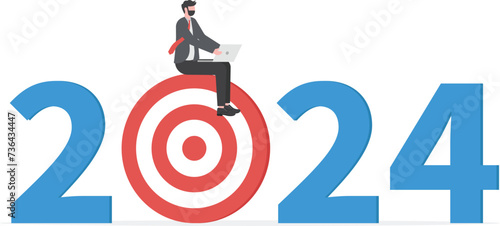 Future Goal And Plans.Year 2024 business target ,new year resolutions, success plan or career achievement concept,

