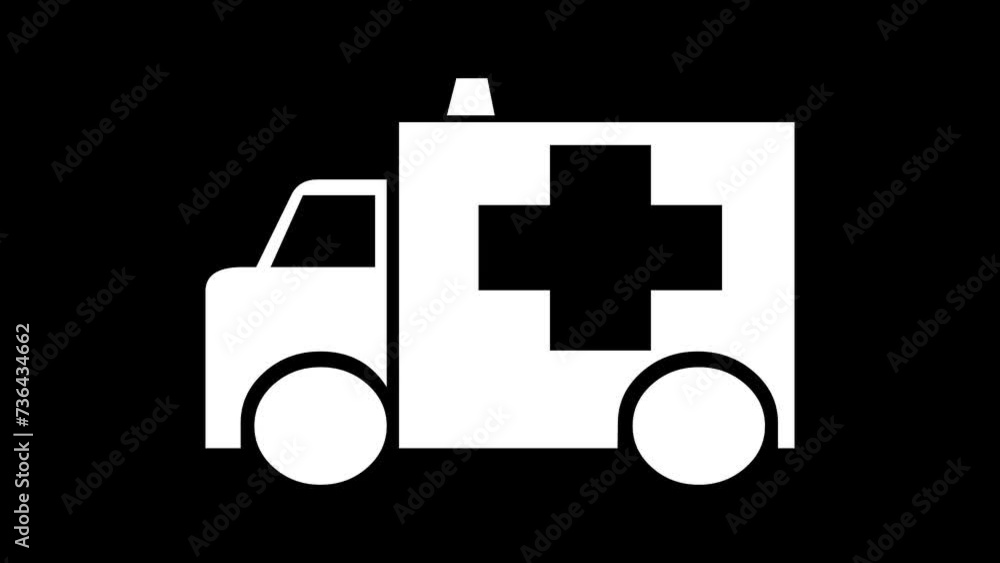 Ambulance sign animation white color in black background Ambulance sign animation white color in black background