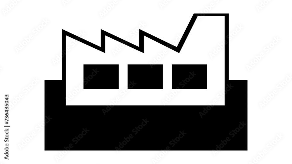 Building symbol icon animated black color in white background Building symbol icon animated black color in white background