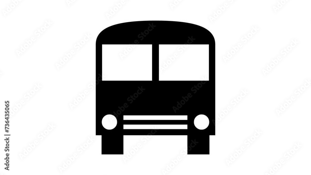 Bus sign icon animated black color in white background Bus sign icon animated black color in white background