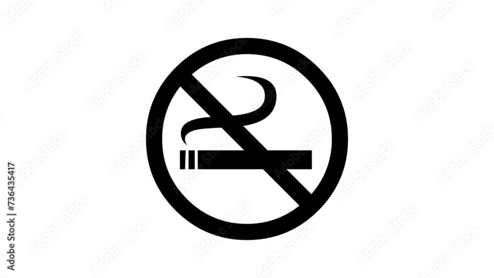 Cigarette No Smoking sign animated white color in white background Cigarette No Smoking sign animated white color in white background