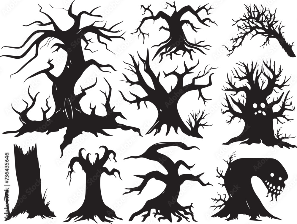 Set Trees. Hand drawn vector illustration