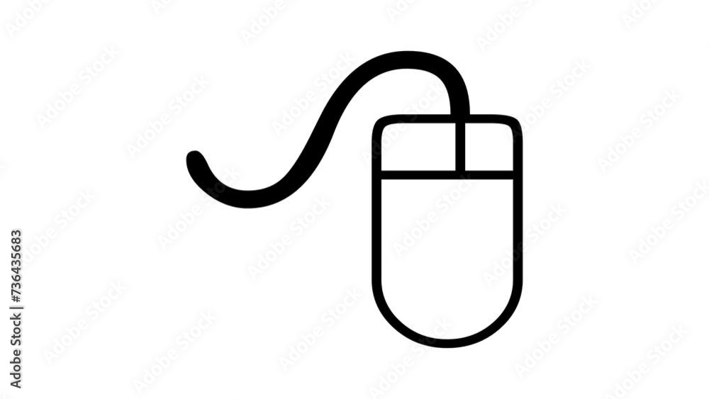 Computer mouse icon animated black color in white background Computer mouse icon animated black color in white background