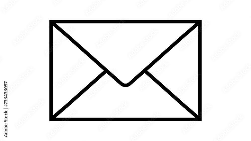 Envelope sign icon animated black color in white background Envelope sign icon animated black color in white background
