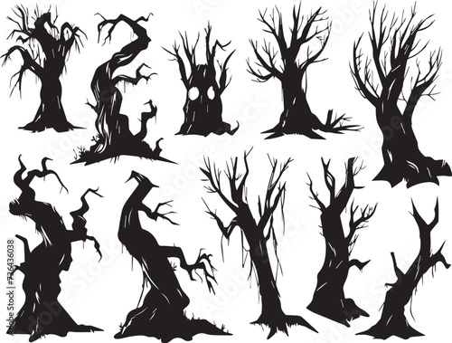 Set Trees. Hand drawn vector illustration