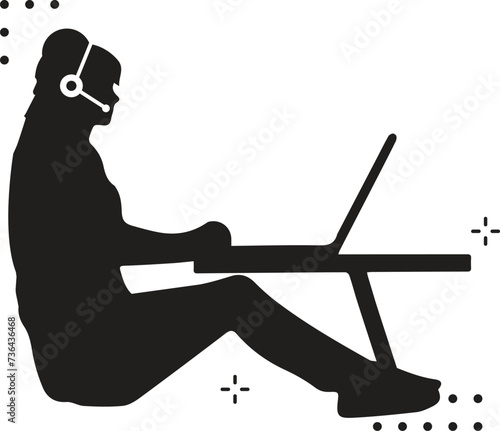 Admin support black glyph icon. Virtual assistant, consultant. Managing and assistance, schedule planning, administration support. Silhouette symbol on white space.