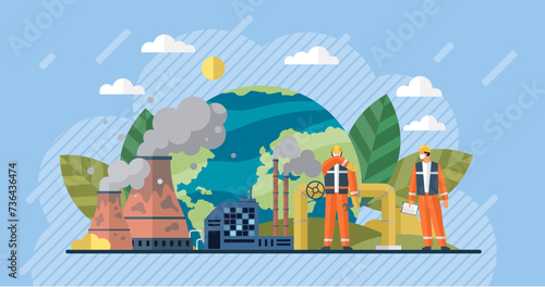 Air pollution vector illustration. Smog, insidious infiltrator, wraps its toxic tendrils around lungs our atmosphere The air pollution concept is puzzle, riddle threatening balance our ecology