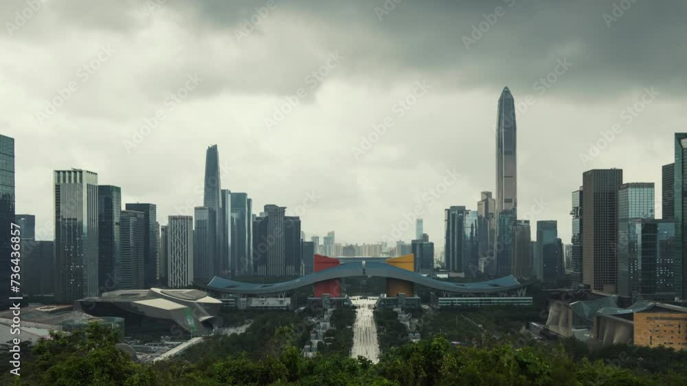 Time lapse view of urban modern skyscraper buildings in Shenzhen city Time lapse view of urban modern skyscraper buildings in Shenzhen city