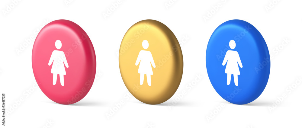 Woman silhouette staff member unrecognizable person button user profile interface 3d circle icon Woman silhouette staff member unrecognizable person button user profile interface 3d circle icon