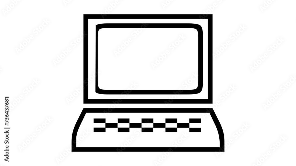 Retrocomputing shape icon animated black color in white background Retrocomputing shape icon animated black color in white background
