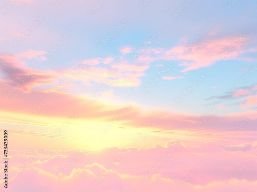 Fototapeta premium Sunset sky in the morning with sunrise and soft pink clouds with yellow tones.