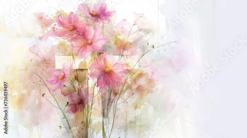 Easter Religious Floral Illustration with Watercolor Flowers Generative AI