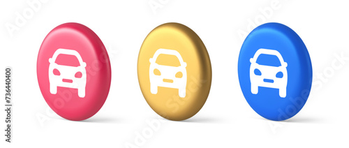 Car automobile button urban travel traffic transportation drive rent repair 3d circle icon