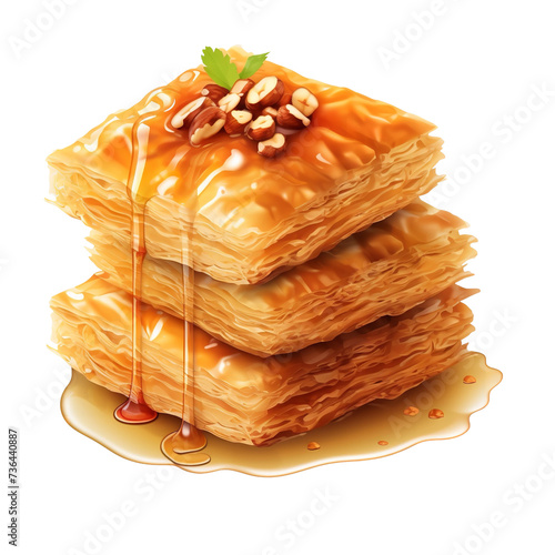 sweet cake with honey isolated on wehite background photo