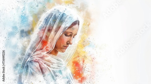 Veneration of Mary, Mother of Jesus Christ - Watercolor Art Generative AI