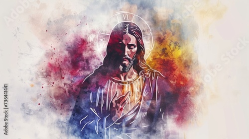 Watercolor Illustration of Jesus Christ s Sacred Heart Generative AI