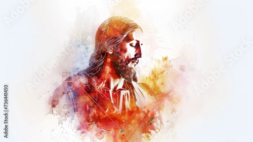 Watercolor Illustration of Jesus Christ's Sacred Heart Generative AI