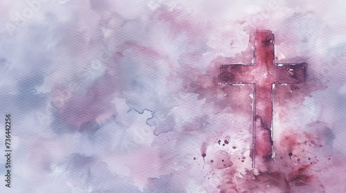 Watercolor Drawing of a Cross, Symbol of Christian Faith Generative AI