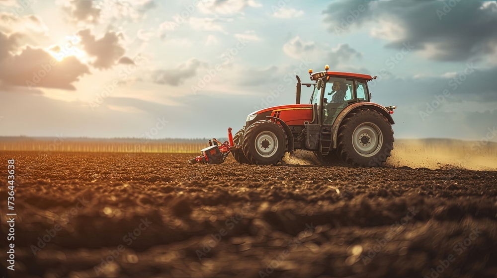A farmer on a tractor. Sowing in agricultural fields in spring. Amidst the green fields, the farmer diligently plants the seeds. A farmer on a tractor. Sowing in agricultural fields in spring. Amidst the green fields, the farmer diligently plants the seeds.