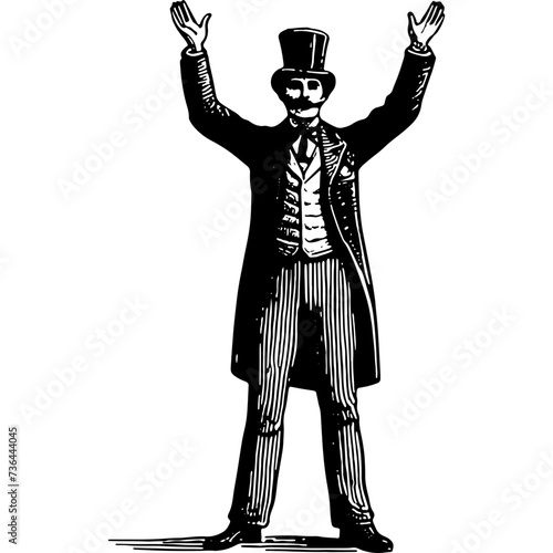 Vintage Man With Raised Hands