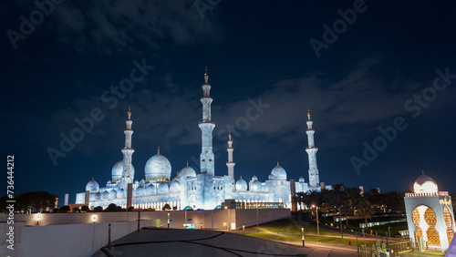 Amazing Sheikh Zayed Grand Mosque at night. Landmark Abu Dhabi, UAE