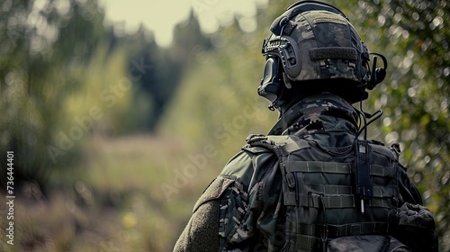 A special forces soldier. Back view. Unseen hero, a soldier watches over with steadfast resolve.