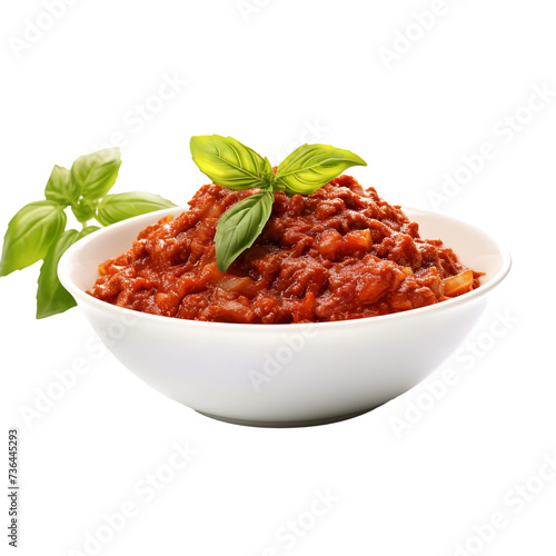 yummy tomato sauce isolated on white background