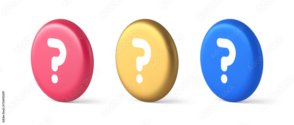 Question mark button advise attention answer FAQ point internet info support 3d circle icon Question mark button advise attention answer FAQ point internet info support 3d circle icon