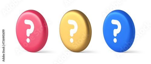 Question mark button advise attention answer FAQ point internet info support 3d circle icon