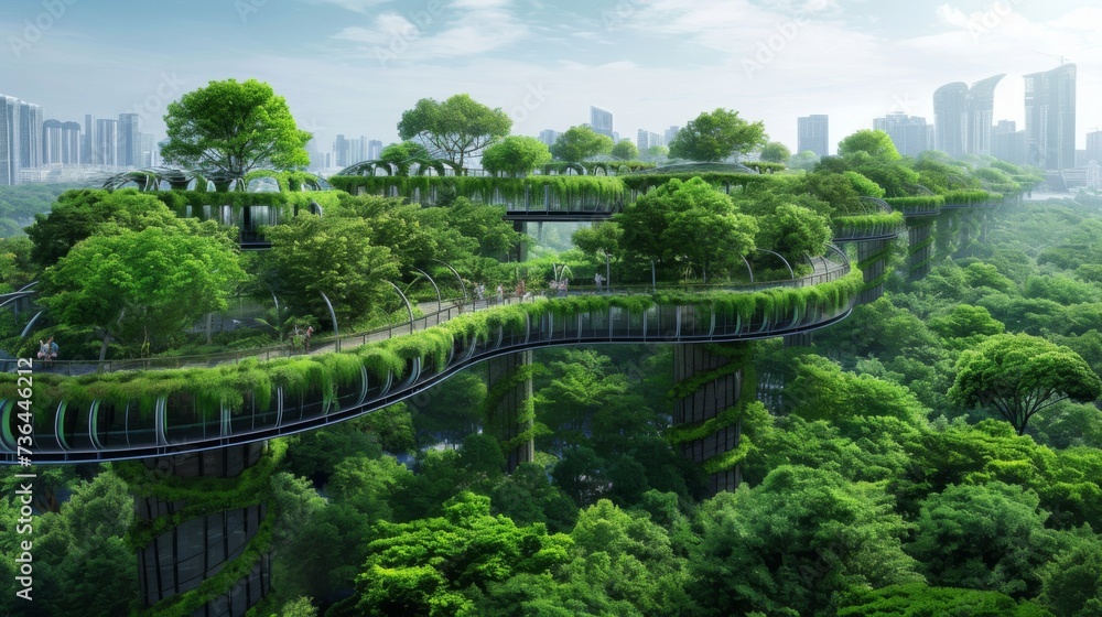 Serene Green Overpasses: Integrating Nature with Urban Infrastructure.