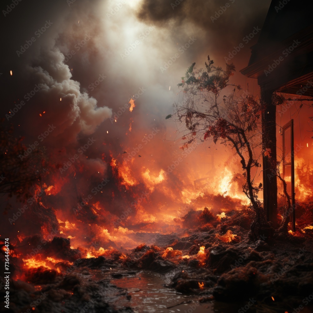 Fototapeta premium A photo of burning fire with smoke Generative AI