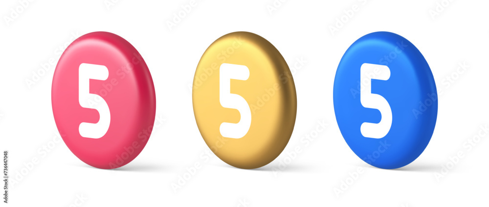 Five character calculator keyboard button financial counting 3d realistic isometric circle icon Five character calculator keyboard button financial counting 3d realistic isometric circle icon