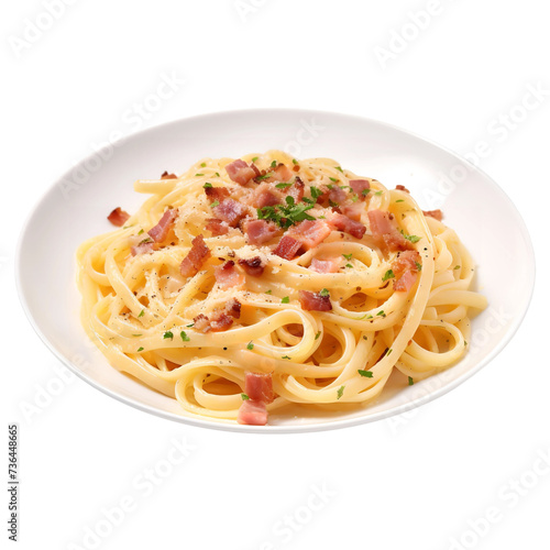 Tasty Carbonara Sauce isolated on white background