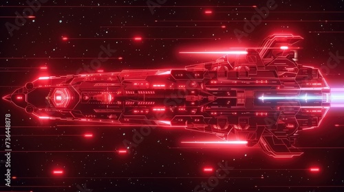 Futuristic space battleship against a neutral background  © Natalia