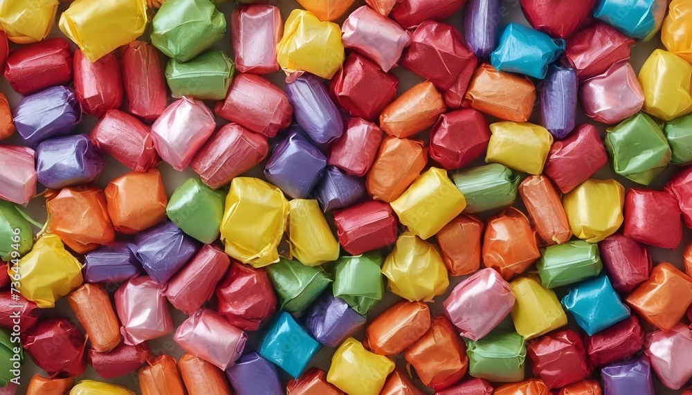 aerial view of colorful wrapped candies 