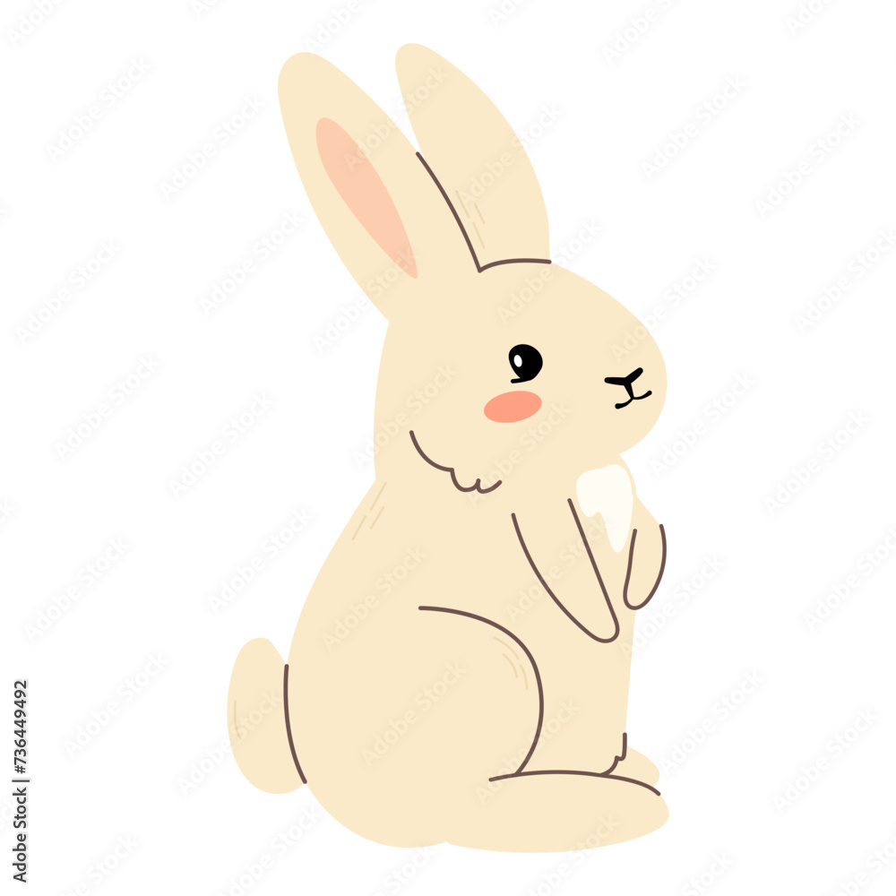 Adorable easter bunny. Hand drawn cute baby character. Spring element decoration in modern simple cartoon flat style for print design. cute spring animal in flat style. Kids design, fabric, wrapping Adorable easter bunny. Hand drawn cute baby character. Spring element decoration in modern simple cartoon flat style for print design. cute spring animal in flat style. Kids design, fabric, wrapping